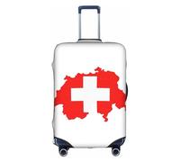 YQxwJL Funda de equipaje de viaje con estampado de mapa de bandera suiza, protector elástico para maleta de 18 a 32 pulgadas, Blanco, X-Large