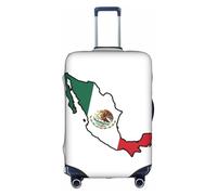 YQxwJL Funda de equipaje de viaje con estampado de mapa de la bandera de México, protector elástico para maleta de 18 a 32 pulgadas, Blanco, Small
