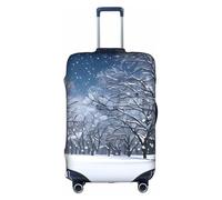 YQxwJL Funda de equipaje de viaje con estampado de nieve de invierno que cae en el parque, funda elástica para maleta, para maleta de 18 a 32 pulgadas, Blanco, Medio