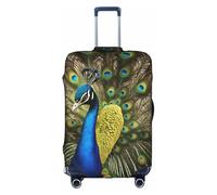 YQxwJL Funda de equipaje de viaje con estampado de plumas de pavo real, protector elástico para maleta de 18 a 32 pulgadas, Blanco, Small