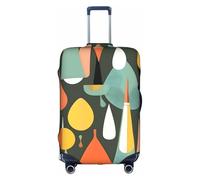 YQxwJL Funda de equipaje de viaje con estampado retro moderno de mediados de siglo, con formas de caída, protector elástico para maleta de 18 a 32 pulgadas, Blanco, Large