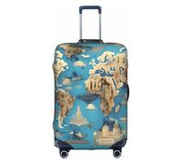 YQxwJL Funda elástica para equipaje de viaje con diseño de mapa de geografía mundial, para maleta de 18 a 32 pulgadas, Blanco, Small