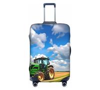 YQxwJL Funda elástica para equipaje de viaje con diseño de tractor bajo cielo azul y nubes blancas, para maleta de equipaje de 45,7 a 81,3 cm, Blanco, Small