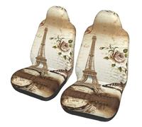 YQxwJL Fundas de asiento de coche con estampado de la Torre Eiffel de París, 2 piezas, asiento delantero y trasero para coches, fácil de instalar, protector de accesorios para automóviles