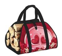 YQxwJL Happy Valentine's Day Print 600d Oxford - Bolsa de madera resistente al agua con asa reforzada