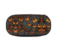 YQxwJL Heaps of Orange Monarch Butterflies - Estuche de gran capacidad con estampado de mariposas monarca, color negro, bolsa organizadora para lápices, oficina o universidad