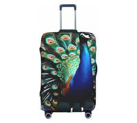 YQxwJL Hermosa funda de equipaje de viaje con estampado de pavo real, protector elástico para maleta de 18 a 32 pulgadas, Blanco, Large