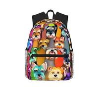 Yqxwjl Hermosa mochila con estampado de pavo real para mujeres y hombres, bolsa de libros para portátil, mochila de viaje informal ligera, Perros Schnauzer lindos con aceite, One Size