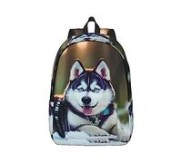 YQxwJL Hiedra Flores Árbol Impresión Lienzo Portátil Mochila al Aire Libre Casual Bolsa de Viaje Mochila para Libros para Hombres Mujeres, Perro Husky, M