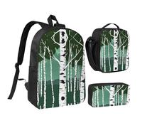 YQxwJL Juego de 3 mochilas con estampado de árboles de abedul con fiambrera, estuche para lápices, para viajes, trabajo, camping, unisex
