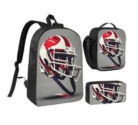 YQxwJL Juego de 3 mochilas con estampado de fútbol americano con fiambrera, estuche para lápices, para viajes, trabajo, camping, unisex