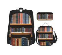 YQxwJL Juego de mochila 3 en 1, librería de biblioteca, mochilas de viaje informales con 1 impresión, con estuche para lápices, bolsa de almuerzo