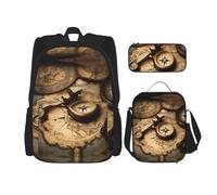 YQxwJL Juego de mochila 3 en 1, lindas mochilas de viaje informales con estampado de peces dorados, con estuche para lápices, bolsa de almuerzo, Brújula y mapa del viejo mundo, One Size