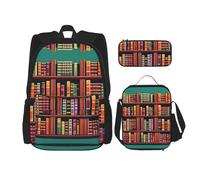 YQxwJL Juego de mochila 3 en 1, mochilas de viaje casuales con estampado de búhos mágicos, con estuche para lápices, bolsa de almuerzo, Librería de biblioteca, One Size