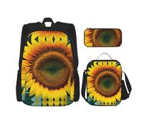 YQxwJL Juego de mochila 3 en 1, mochilas de viaje casuales con estampado de estrellas de mar en la playa, con bolsa para lápices, bolsa de almuerzo, Eres mi girasol, One Size