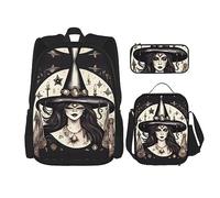 YQxwJL Juego de mochila 3 en 1, mochilas de viaje casuales con estampado de fórmula matemática, con estuche para lápices, bolsa de almuerzo, Brujería mágica bohemia, One Size