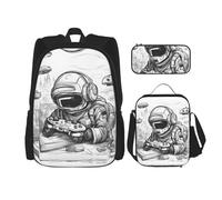 YQxwJL Juego de mochila 3 en 1, mochilas de viaje casuales con estampado de girasol y bandera americana, con bolsa para lápices, bolsa de almuerzo, Monocromo estilo de dibujo juegos, One Size