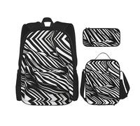 YQxwJL Juego de mochila 3 en 1, mochilas de viaje casuales con estampado de girasol y bandera americana, con bolsa para lápices, bolsa de almuerzo, Rayas Negro Blanco, One Size