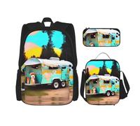 YQxwJL Juego de mochila 3 en 1, mochilas de viaje casuales con estampado de lunares negros, con estuche para lápices, bolsa de almuerzo, You Make Me Happy Camper, One Size