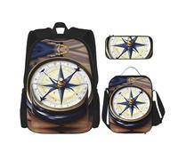 YQxwJL Juego de mochila 3 en 1, ropa de vestir lindos perros corgi mochilas de viaje casuales, con estuche para lápices, bolsa de almuerzo, Brújula náutica de velero, One Size