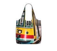 YQxwJL Lisbon - Bolsa de compras plegable con estampado de tranvía reutilizable, resistente al desgarro, para el trabajo, viajes, capacidad de 25 l, Negro, One Size, Mochilas Tote