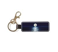 YQxwJL Llavero universal con estampado de luna llena en la noche para hombre, llavero de cuero, llavero de cuero, regalo de cumpleaños para hombres