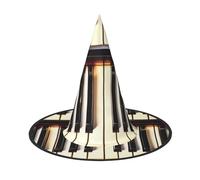YQxwJL Llaves de piano con notas musicales impresas de Halloween, sombrero de bruja para la cabeza, decoración de sombrero de bruja, accesorios de fiesta de cosplay para mujeres, 2 piezas