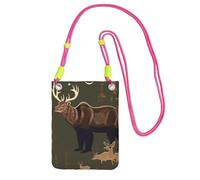 YQxwJL Lodge Bear - Bolso bandolera con estampado de ciervo para hombres y mujeres, mini monederos casuales para teléfono, bolsa antirrobo, para senderismo, viajes, Fucsia, Talla única