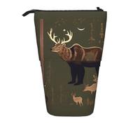 YQxwJL Lodge Bear Ciervo Impresión Bolsa de Lápices Telescópica Estuche Pop Up Estuche para Lápices Soporte para Lápices de Soporte Lindo Estuche para Lápices para Adultos