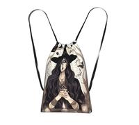 YQxwJL Magic Witch Witchcraft - Mochila plegable con cordón ajustable y diseño bohemio de gran capacidad, para gimnasio, para mujeres y hombres
