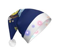 YQxwJL Maine State Flag Print Hat Light Up Christmas Felt Elf Hat Led Hats Adult For Women Men Great Holiday Gift