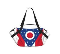 YQxwJL Manta de picnic y bolsa de mano 2 en 1 con estampado de la bandera del estado de Ohio, alfombra de playa al aire libre, cubierta plegable para el suelo para acampar