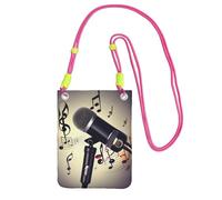 YQxwJL Micrófono con estampado de notas musicales para hombres y mujeres, mini monederos casuales para teléfono, bolsa antirrobo, para senderismo, viajes, Fucsia, Talla única