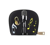 YQxwJL Micrófono con soporte para tarjetas de crédito con impresión de notas musicales, cartera pequeña para tarjetas de crédito, organizador de tarjetas de crédito para hombres, Blanco, Talla única