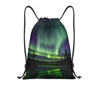 YQxwJL Mochila con cordón con estampado de aurora oscura con cordón, bolsa de deporte, bolsas de gimnasio, yoga, viajes, deportes al aire libre, Negro, M