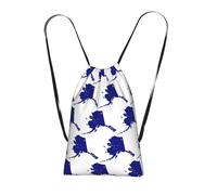 YQxwJL Mochila con cordón con estampado de mapa de la bandera del estado de Alaska, mochila de cuerda para viajes a la playa para uso diario