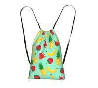 YQxwJL Mochila con cordón con estampado de plátano, fresa y piña, para uso diario