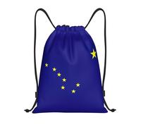 YQxwJL Mochila con cordón impreso bandera del estado de Alaska para yoga, viajes, deportes al aire libre, negro, pequeño