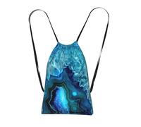 YQxwJL Mochila con cordón y estampado turquesa azul aguamarina brillante, mochila de cuerda para viajes a la playa para uso diario