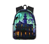 Yqxwjl Mochila con estampado de ciervo oso alce para mujeres hombres, bolsa de libros para portátil, mochila de viaje informal ligera, Black Haunted Mansions, One Size, Mochilas de viaje de un día