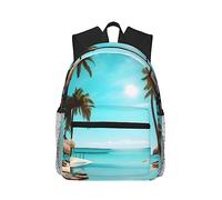 Yqxwjl Mochila con estampado de palmeras y mares claros para mujeres y hombres, bolsa de libros para portátil, mochila de viaje informal ligera, palmeras y mar claro, talla única, Palmeras y mar