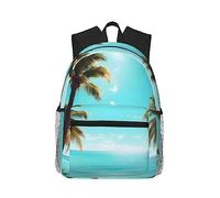 Yqxwjl Mochila con estampado de palmeras y mares para mujeres y hombres, bolsa de libros para portátil, mochila de viaje informal ligera, palmeras y mar, talla única, Palmeras y mares, One Size