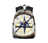 Yqxwjl Mochila de rayas de impresión en blanco y negro para mujeres hombres, mochila de libro portátil, mochila de viaje casual ligera, Brújula náutica de velero, One Size