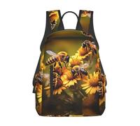 YQxwJL Mochila ligera con estampado de mapa del mundo oxidado, mochila universitaria, mochila para portátil para hombres y mujeres, Flores en abejas rurales, One Size