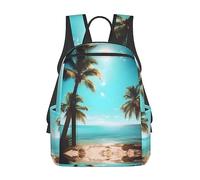 YQxwJL Mochila ligera con estampado de notas musicales con teclas de piano, bolsa para libros de viaje, mochila universitaria, mochila para portátil para hombres y mujeres, Palmeras y mares, One Size