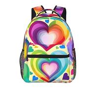 YQxwJL Mochila para computadora portátil con estampado de leopardo elegante mochila universitaria mochila de viaje de negocios para hombres y mujeres, Corazones en colores del arco iris, One Size