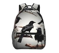 YQxwJL Mochila para portátil con estampado de mármol negro y oro rosa, elegante mochila para libros, mochila universitaria, bolsa de trabajo de negocios para hombres y mujeres, Aves cuervo negro en