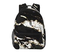 YQxwJL Mochila para portátil con estampado de mármol negro y oro rosa, elegante mochila para libros, mochila universitaria, bolsa de trabajo de negocios para hombres y mujeres, Textura de mármol