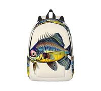 YQxwJL Mochila para portátil de lona con estampado de bandera de Costa Rica, bolsa de viaje informal al aire libre, mochila para libros para hombres y mujeres, Pez amarillo mosca, M