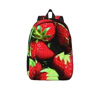 YQxwJL Mochila para portátil de lona con estampado de bandera del Líbano, bolsa de viaje informal al aire libre, mochila de diario, mochila de libros para hombres y mujeres, Patrón de fresa, S